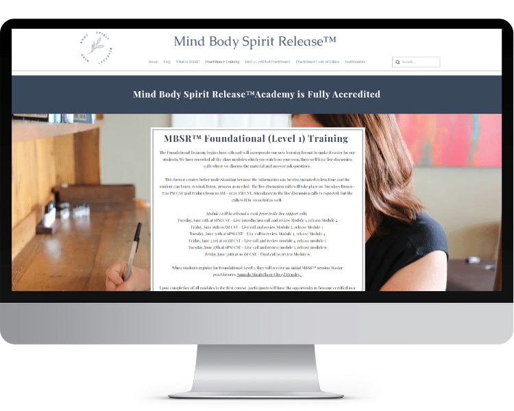 Website Design Screenshot for MBSR Old Version